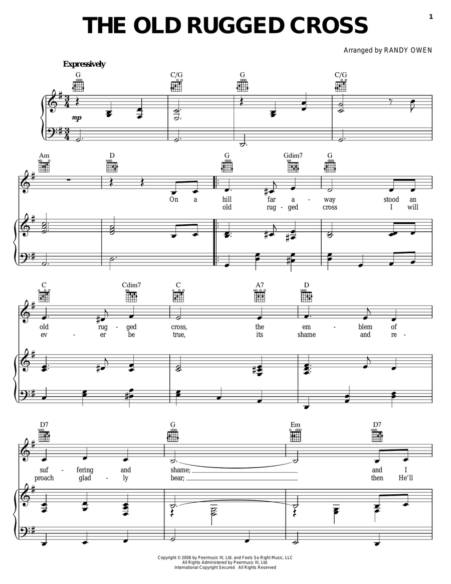 The Old Rugged Cross The Old Rugged Cross Piano, Vocal, Guitar scores gallery preview page 1