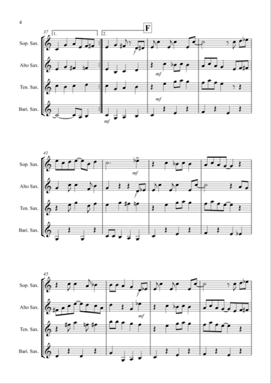 The Entertainer for Saxophone Quartet The Entertainer for Saxophone Quartet Saxophone Quartet scores gallery preview page 4