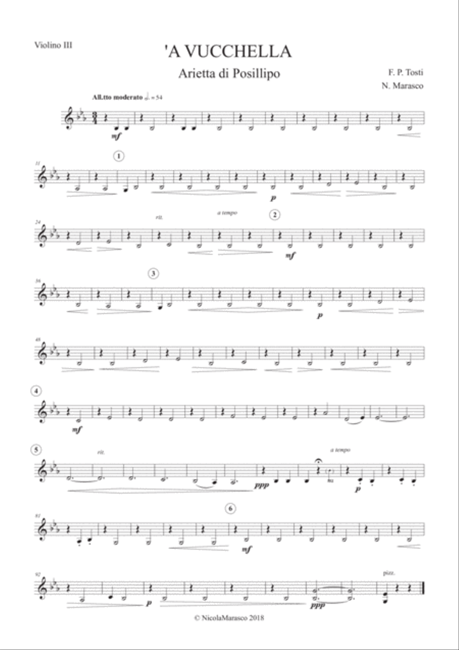 Tosti - 'A Vucchella - Parts set String Trio scores gallery preview page 3