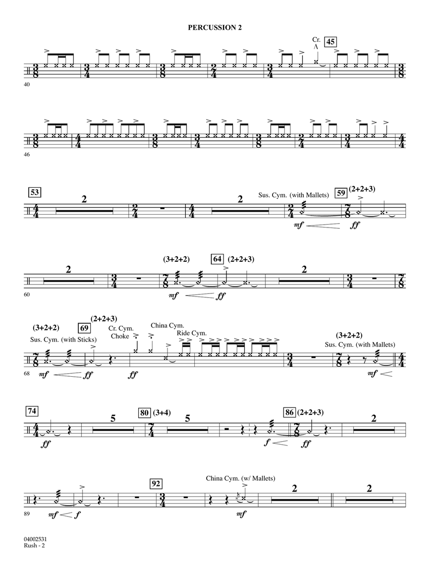 Rush - Percussion 2 Concert Band scores gallery preview page 2
