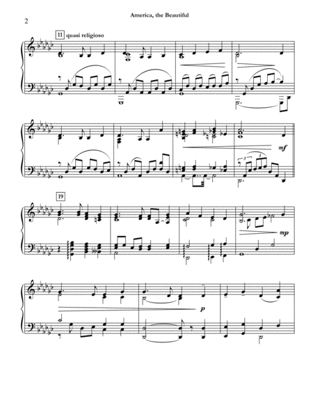 America, the Beautiful (arr. C. Dragon) for solo piano image number null