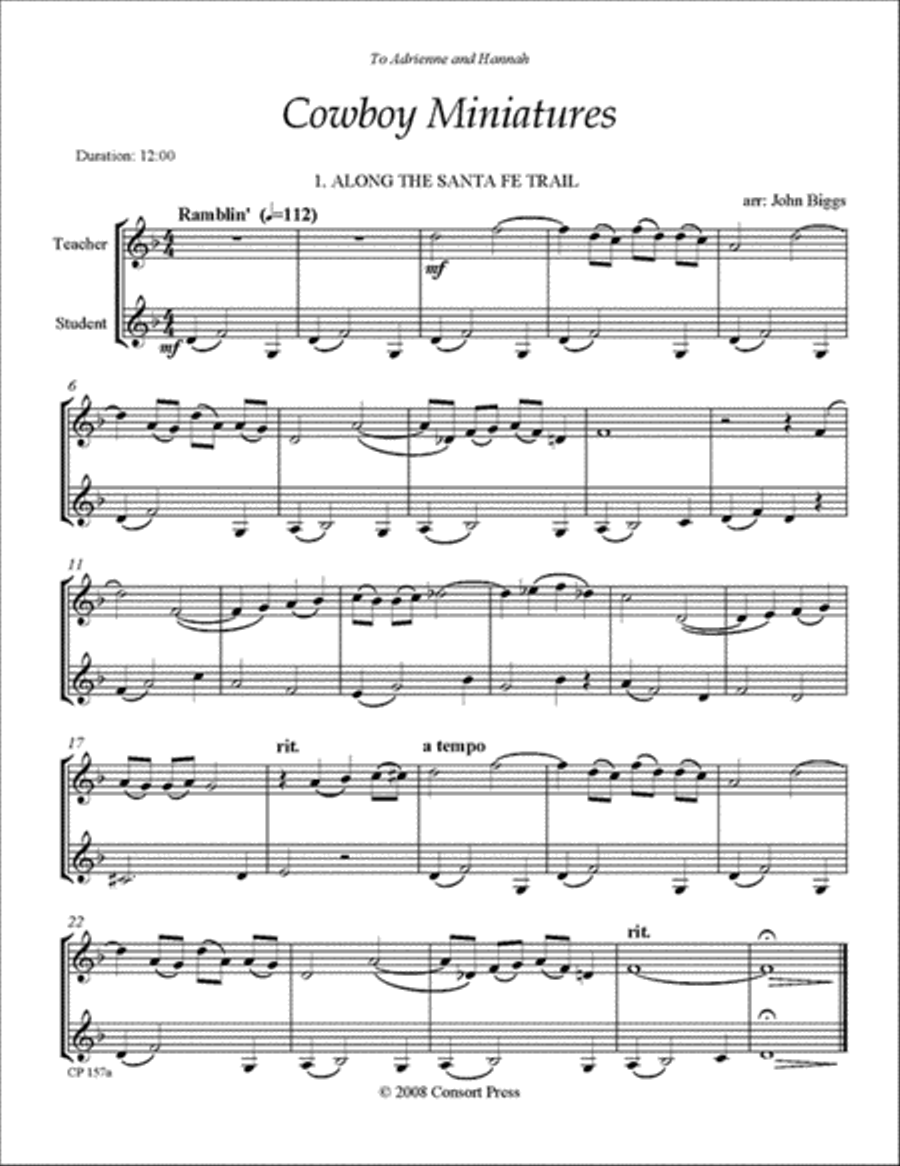 Cowboy Miniatures (Violin Version) Violin scores gallery preview page 1