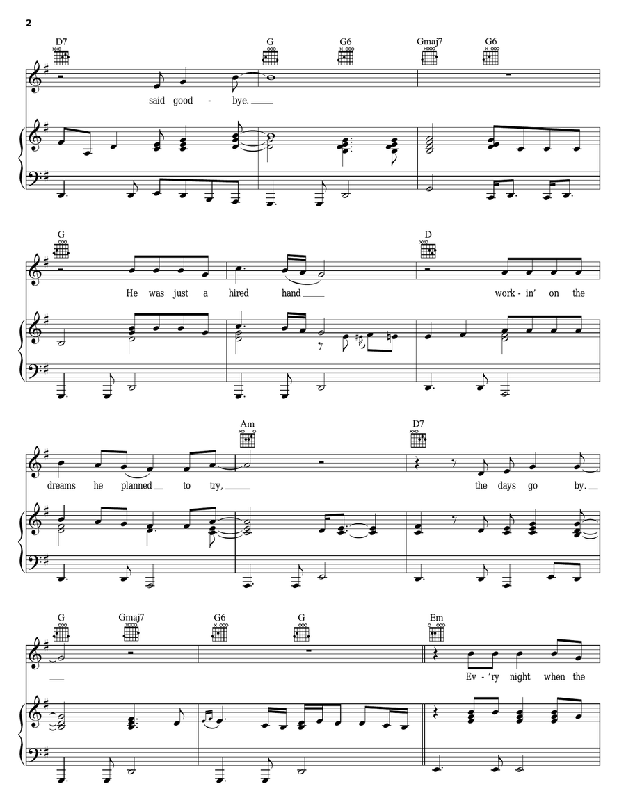Tequila Sunrise Piano, Vocal, Guitar scores gallery preview page 2
