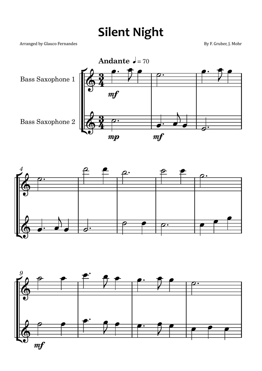 Silent Night Woodwind Duet scores gallery preview page 1