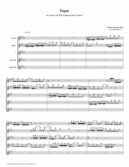 Fugue 06 from Well-Tempered Clavier, Book 2 (Flute Quintet) image number null
