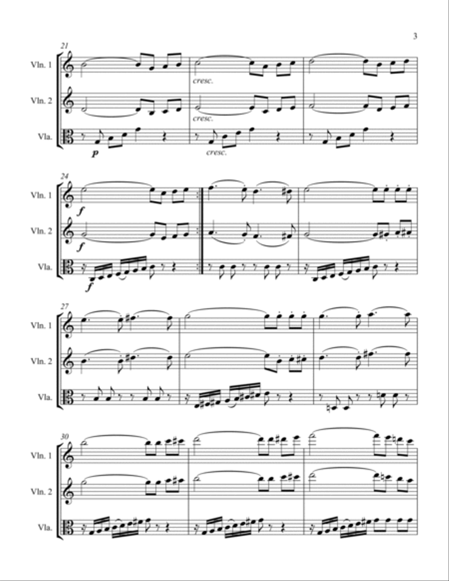Sonatina Op. 55 #3 Movement I String Trio scores gallery preview page 3