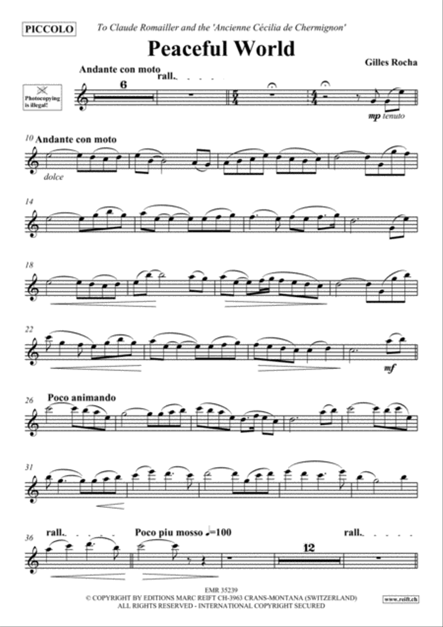 Peaceful World Piccolo scores gallery preview page 2