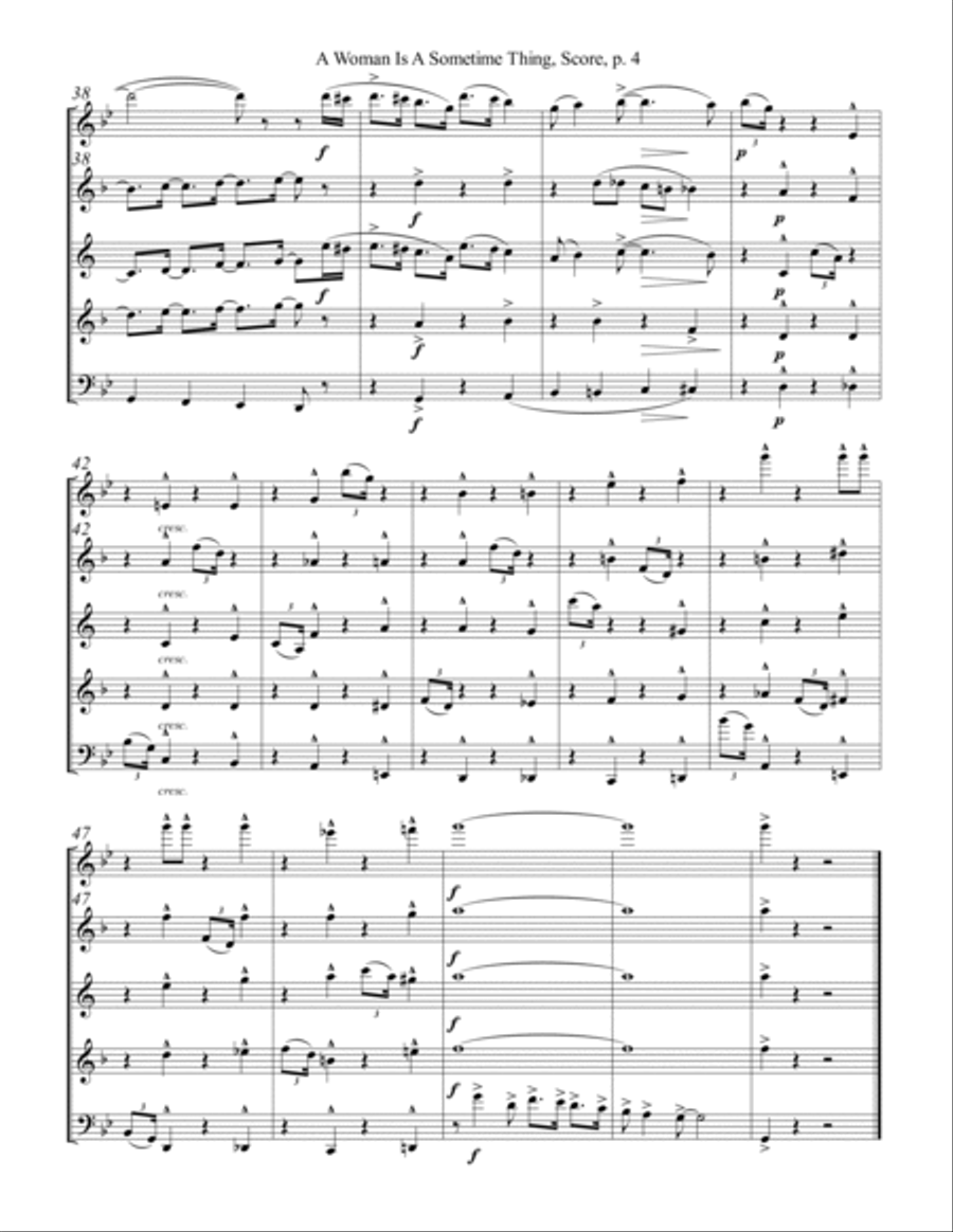 A Woman Is A Sometime Thing Woodwind Quintet scores gallery preview page 4