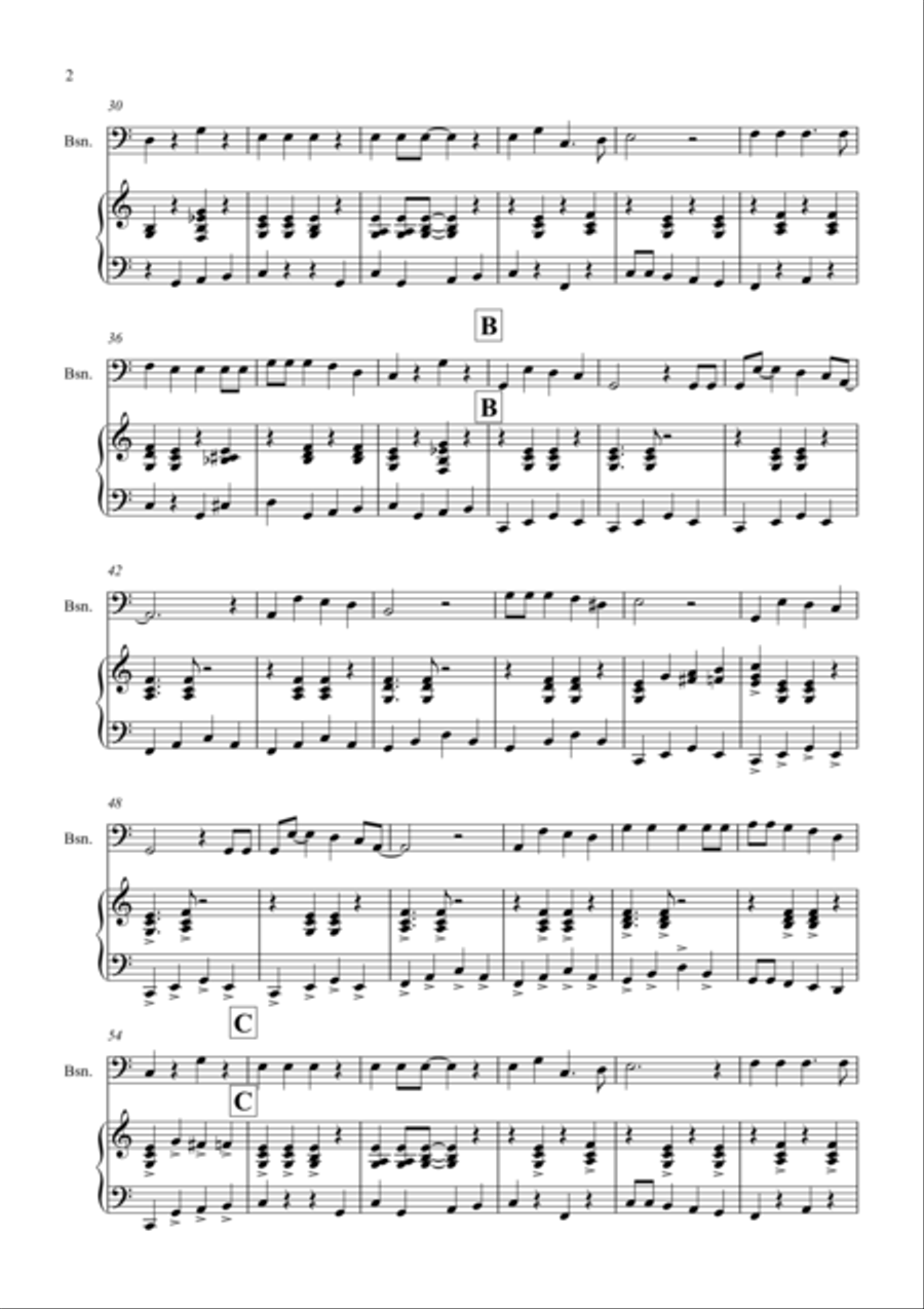 Jingle Bells (Jazzy Style) for Bassoon and Piano Woodwind Duet scores gallery preview page 2