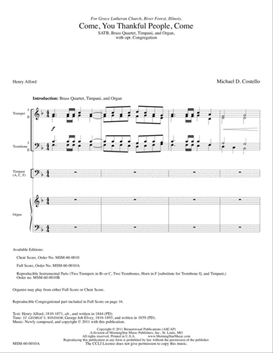 Come, You Thankful People, Come (Full Score) Choir scores gallery preview page 2