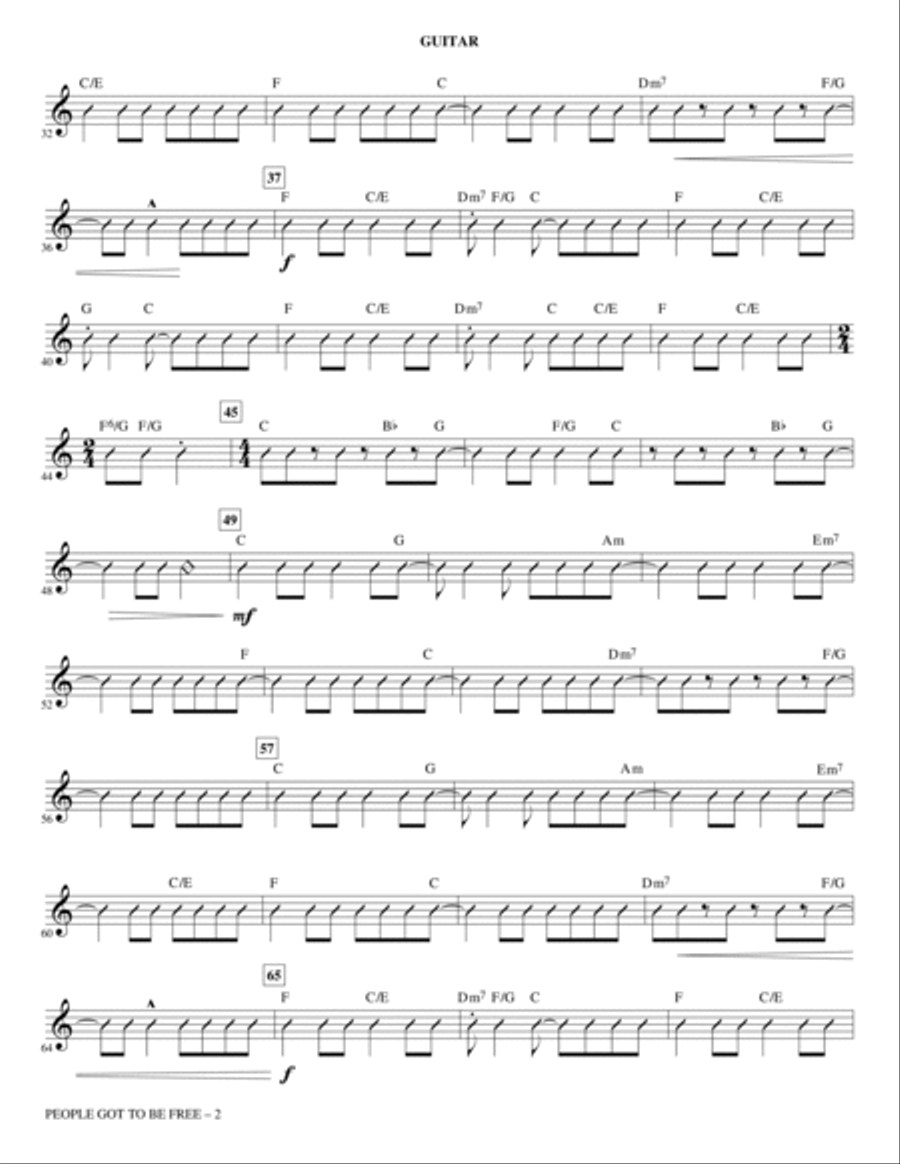 People Got to Be Free (arr. Kirby Shaw) - Guitar Choir scores gallery preview page 2