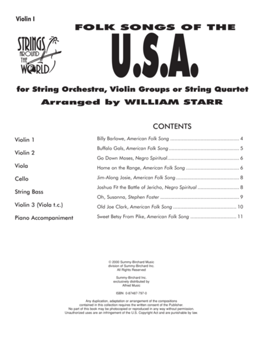 Strings Around the World -- Folk Songs of the U.S.A. String Orchestra scores gallery preview page 2