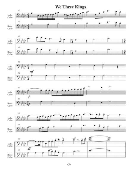 We Three Kings-v1 (Arrangements Level 2-4 for CELLO + Written Acc) image number null