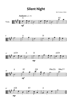 Silent Night - Viola solo with chord symbols