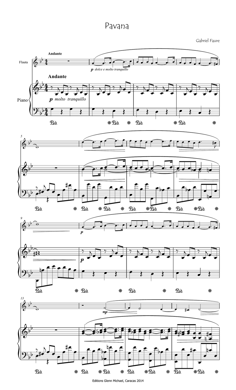 Faure Pavane for Flute & piano in G minor Flute Solo scores gallery preview page 3