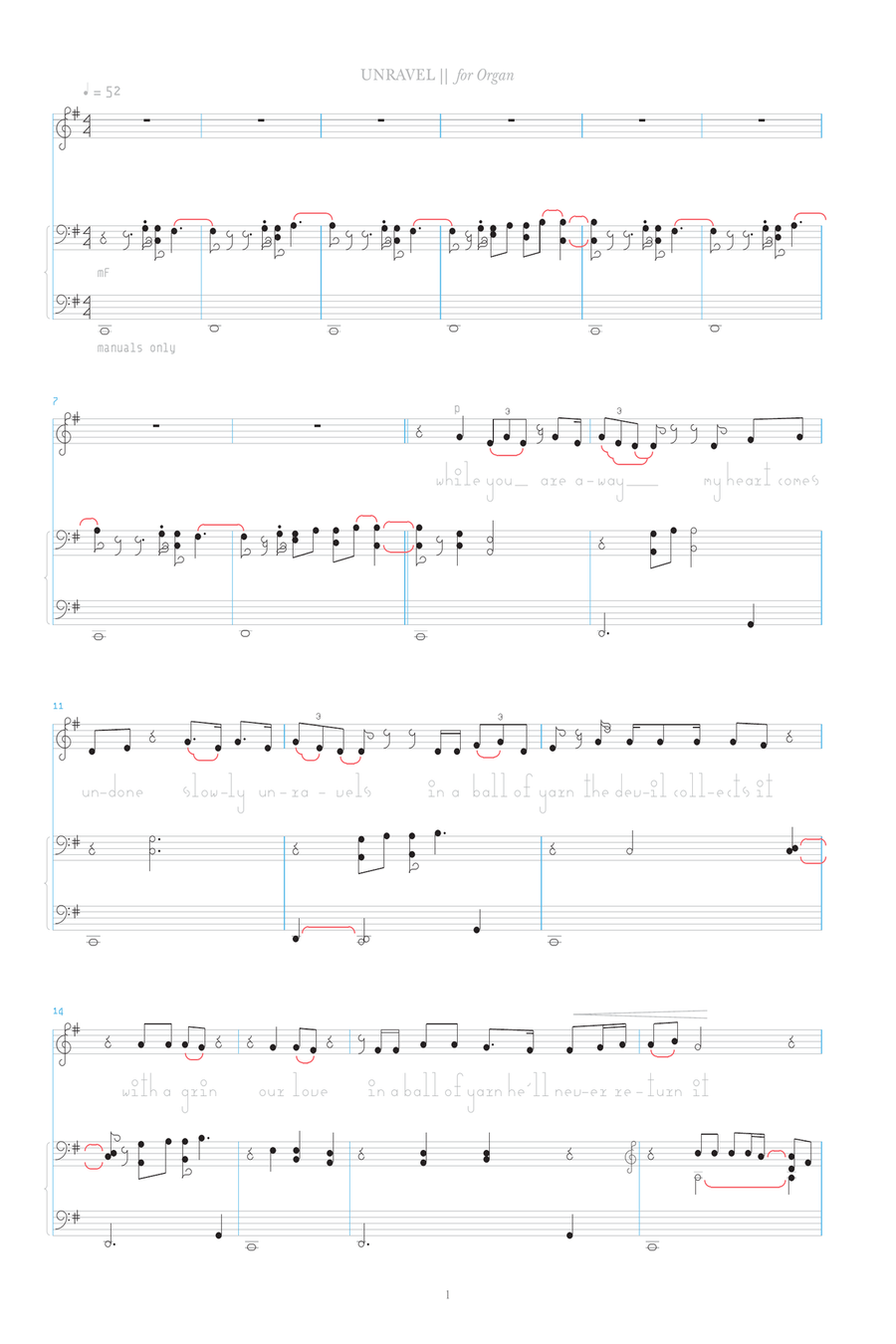 Unravel Organ Solo scores gallery preview page 1