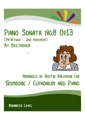 Sonata No.8 "Pathetique", 2nd movement (Beethoven) - trombone and piano with FREE BACKING TRACK