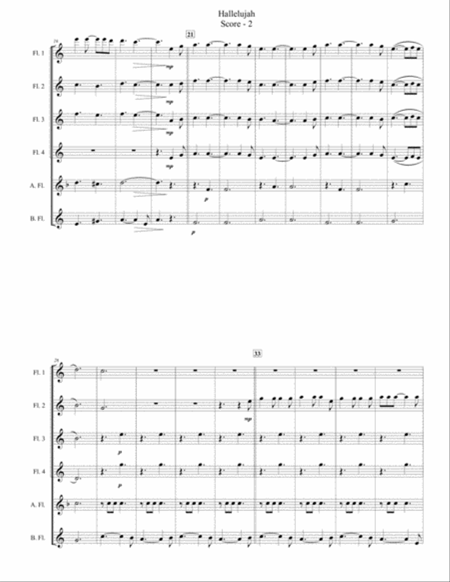 Hallelujah Hallelujah Flute Choir scores gallery preview page 2