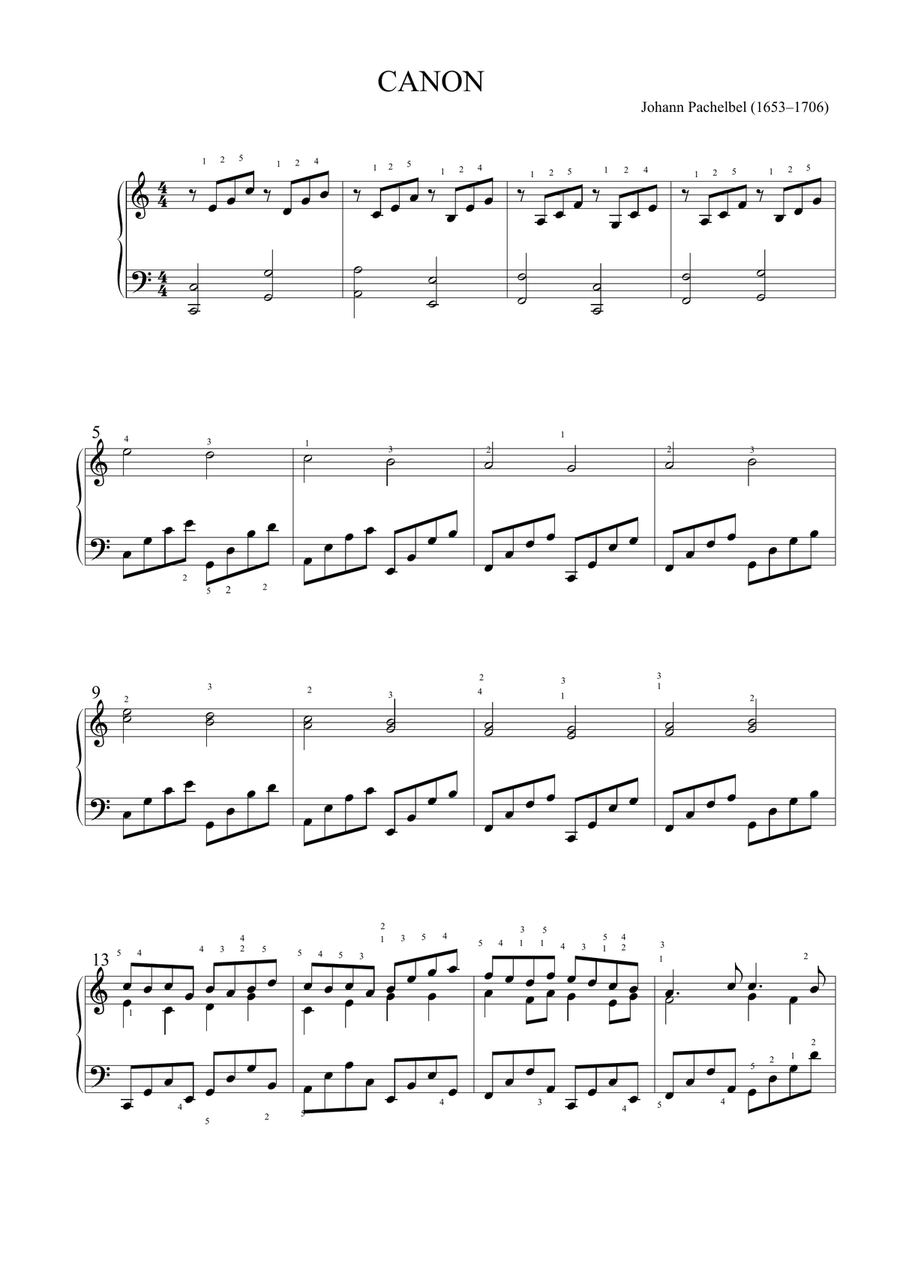 Canon in C major Piano Solo scores gallery preview page 1