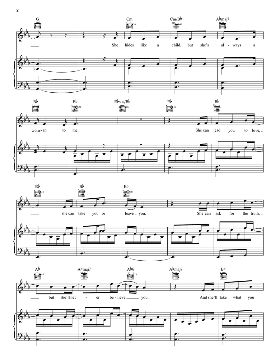 She's Always A Woman Piano, Vocal, Guitar scores gallery preview page 2
