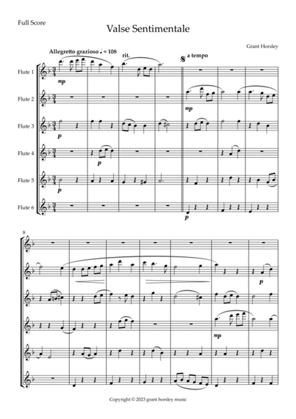"Valse Sentimentale" Original for Flute Choir (Six C Flutes) image number null