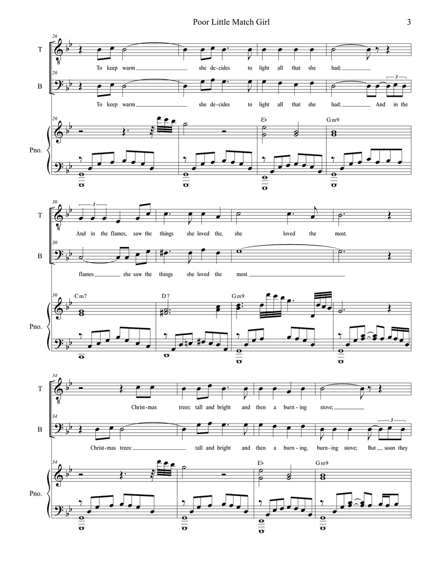 Poor Little Match Girl (Duet for Tenor and Bass Solo) Tenor Voice scores gallery preview page 3