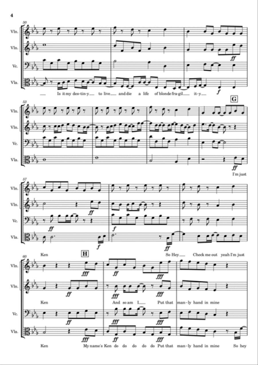 I'm Just Ken I'm Just Ken String Quartet scores gallery preview page 4