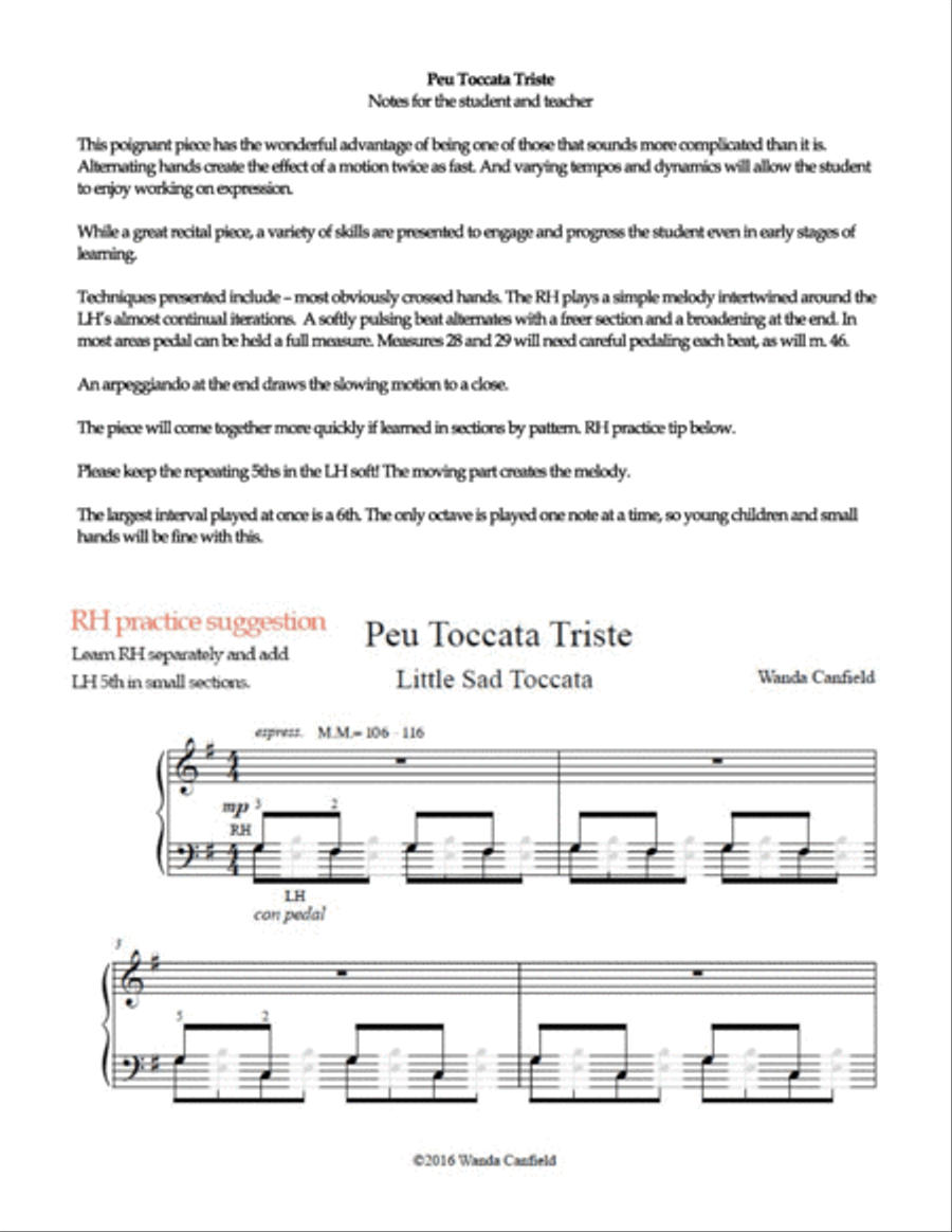 Peu Toccata Triste Piano Method scores gallery preview page 2