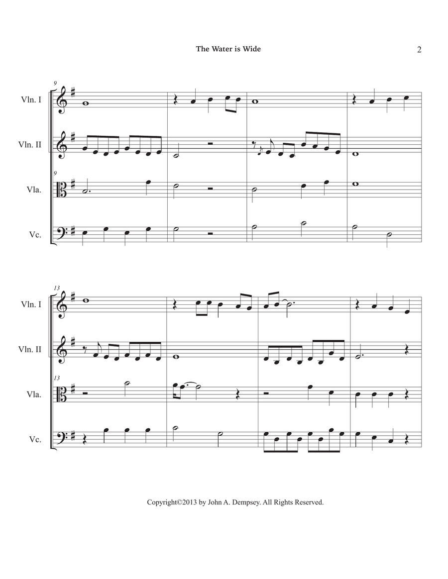 The Water is Wide (String Quartet): Two Violins, Viola and Cello String Quartet scores gallery preview page 6