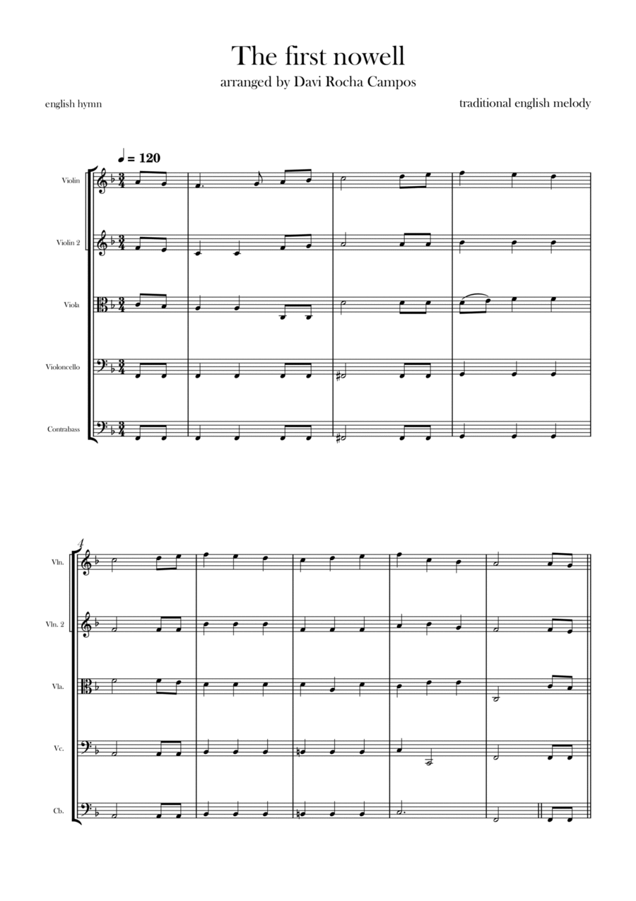 The First nowell String Quintet scores gallery preview page 1