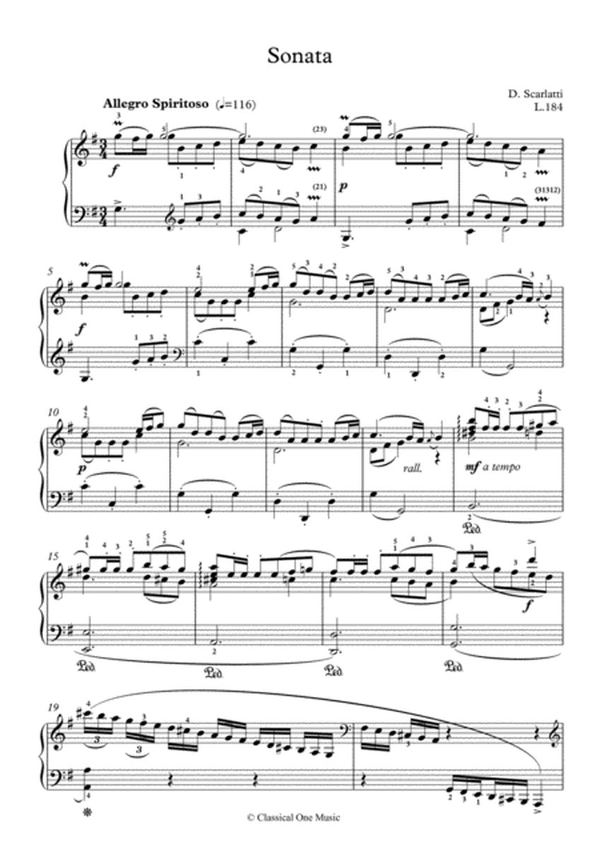 Scarlatti-Sonata in G-Major L.184 K.454(piano) image number null