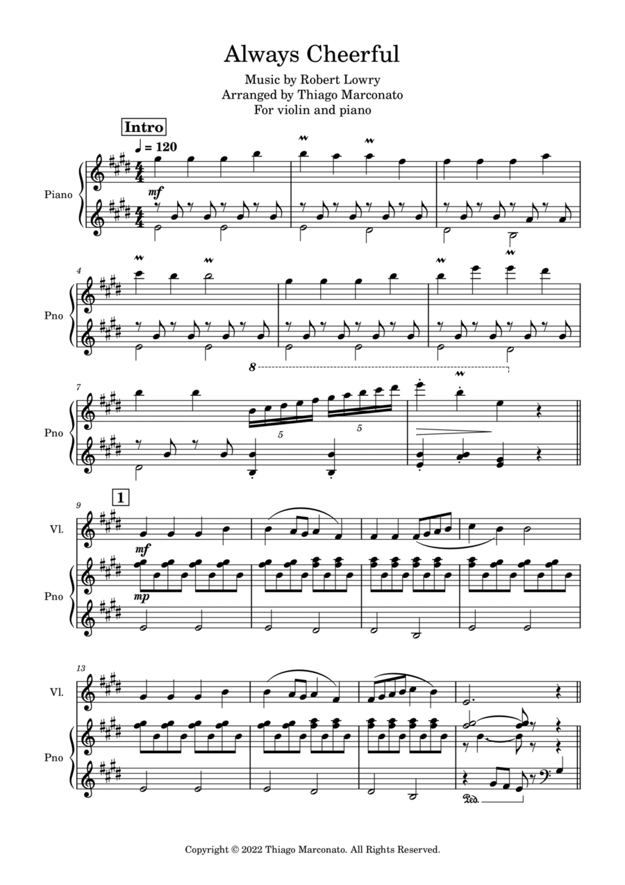 Always Cheerful Violin Solo scores gallery preview page 1