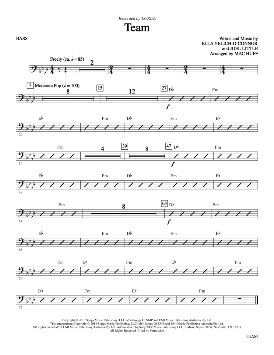 Team - Bass (C) Team - Bass (C) Choir scores gallery preview page 1