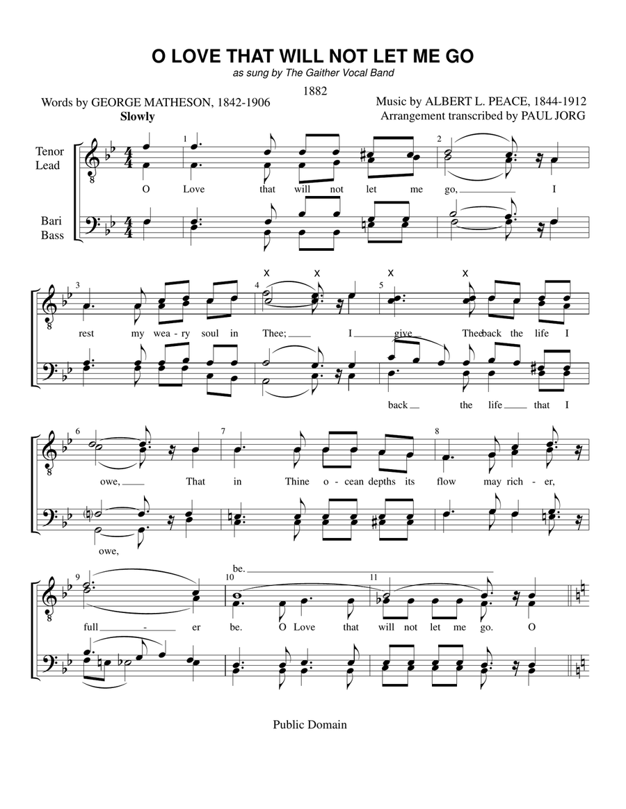 O Love, That Will Not Let Me Go TTBB scores gallery preview page 1