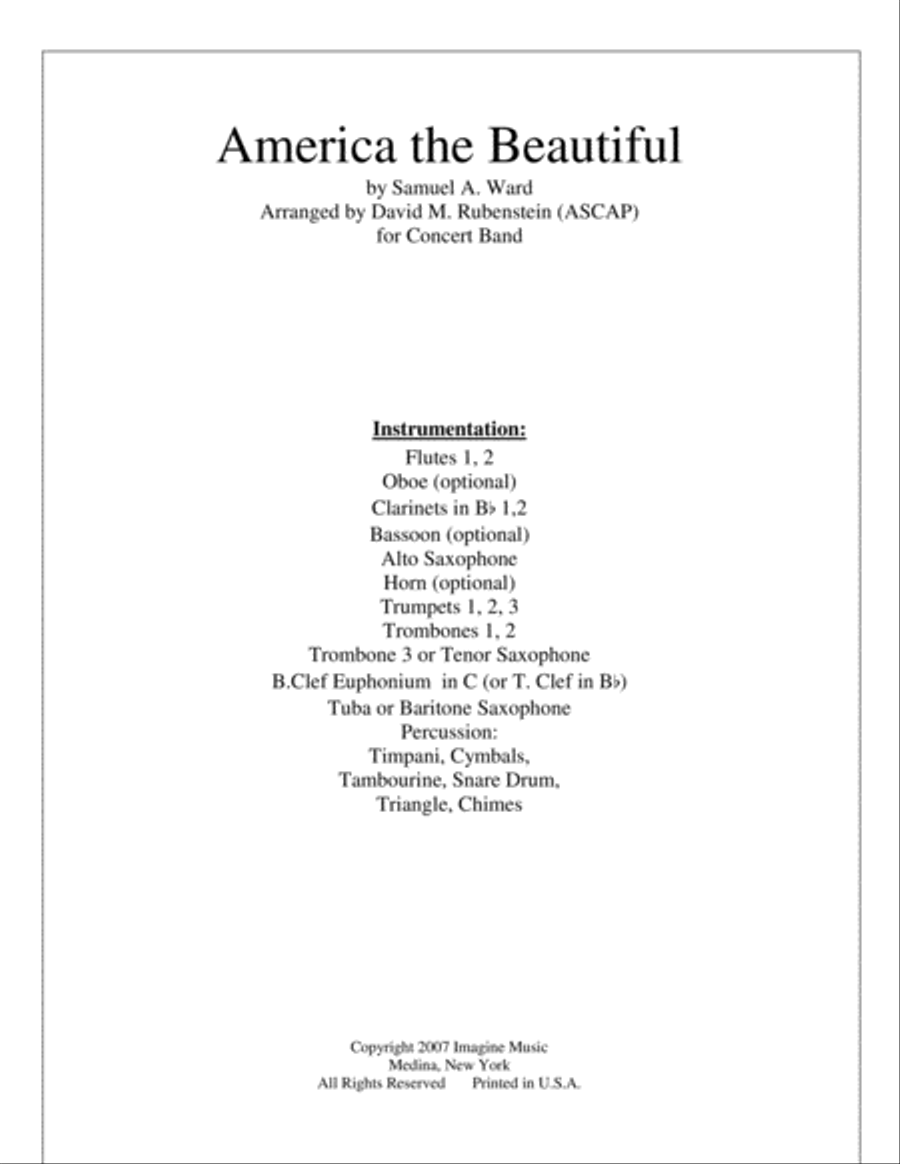 America the Beautiful Concert Band scores gallery preview page 1