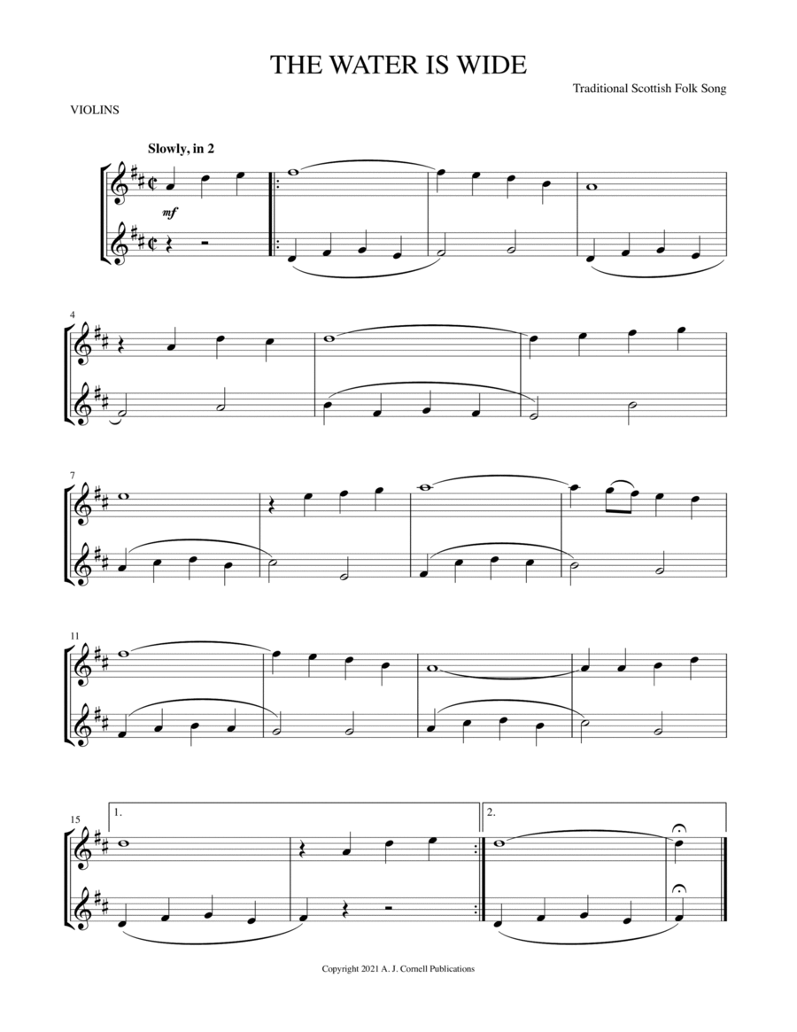 The Water Is Wide String Duet scores gallery preview page 1