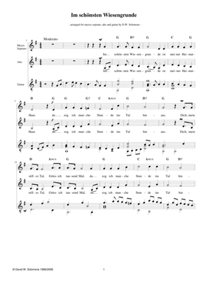 Im schönsten Wiesengrunde for mezzo-soprano, alto and guitar
