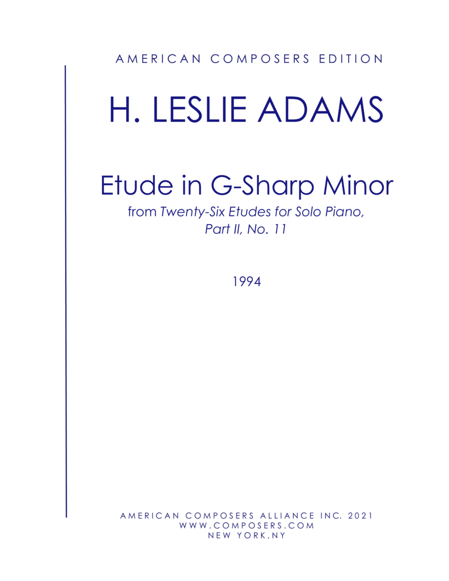 [Adams] Etude in G Sharp Minor (Part II, No. 11) Piano Method scores gallery preview page 1