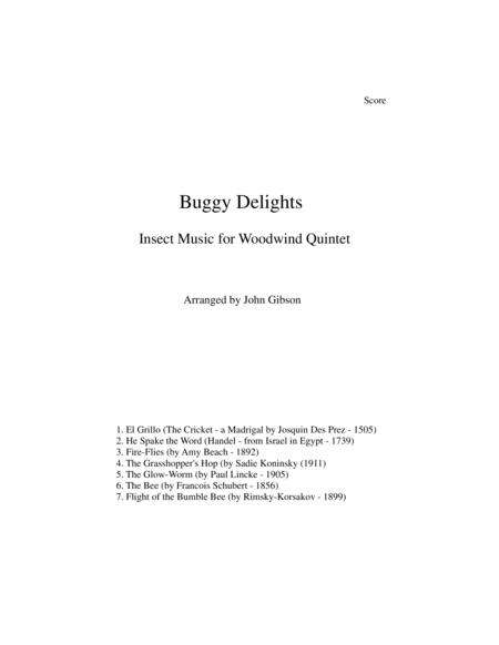 Buggy Delights, Insect Music for Woodwind Quintet image number null