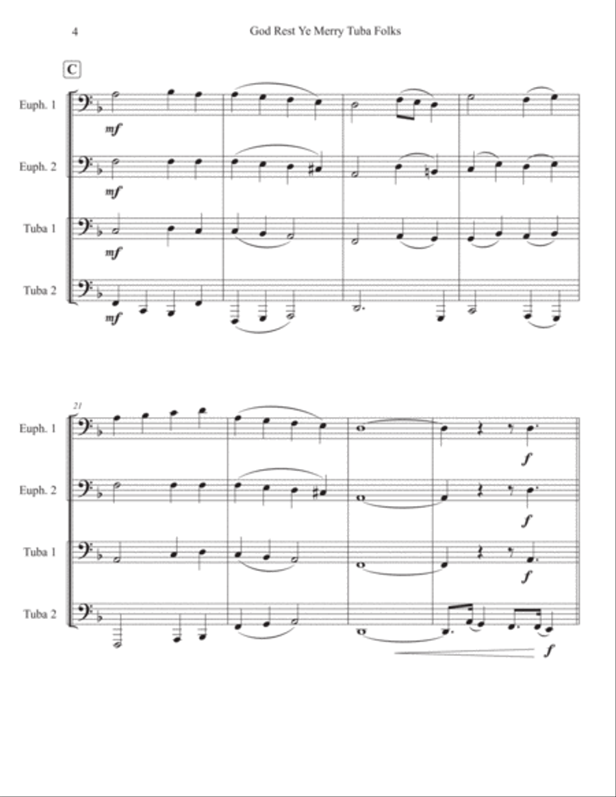 God Rest Ye Merry Tuba Folks Brass Ensemble scores gallery preview page 4
