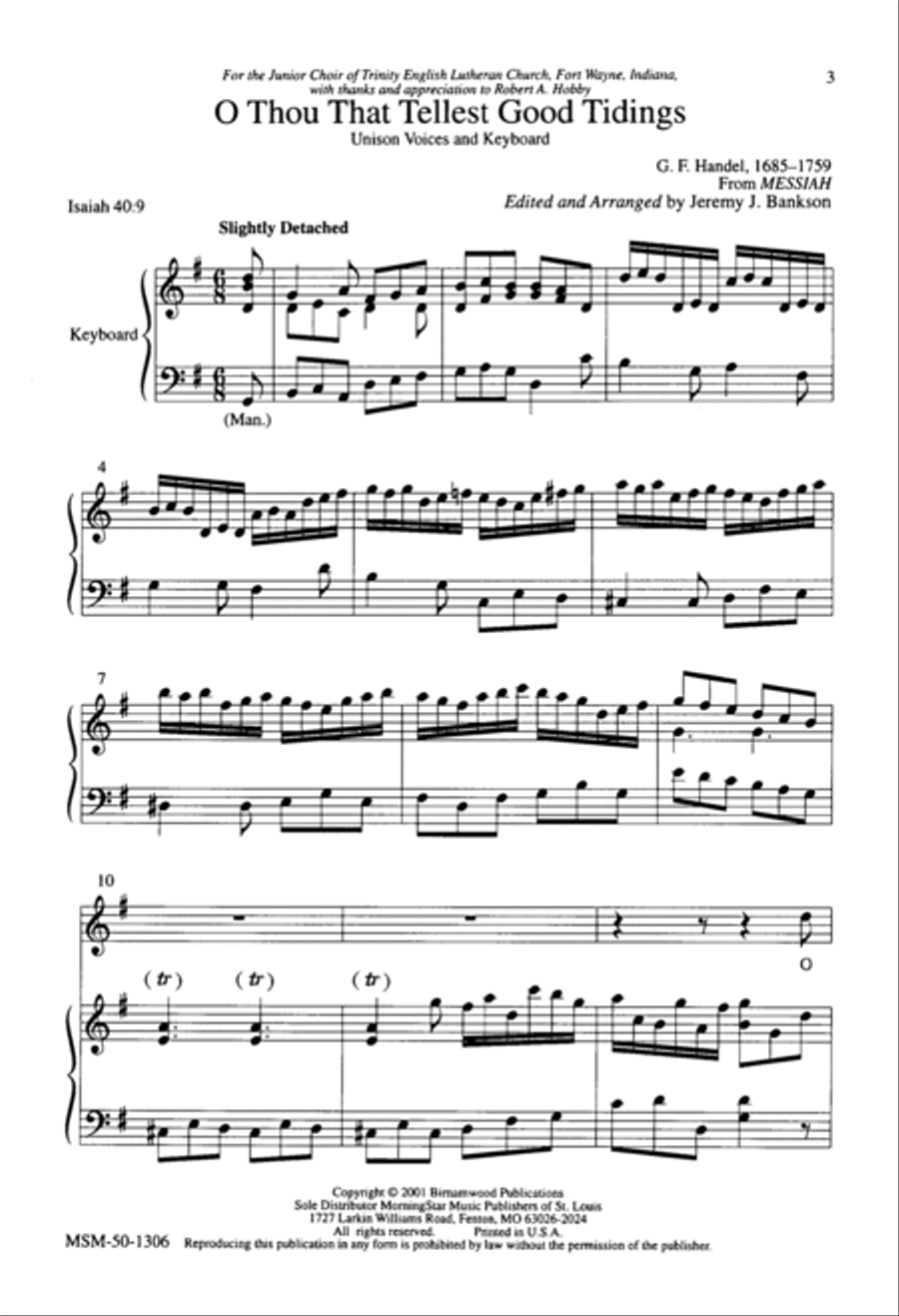 O Thou that Tellest Good Tidings Unison Choir scores gallery preview page 3