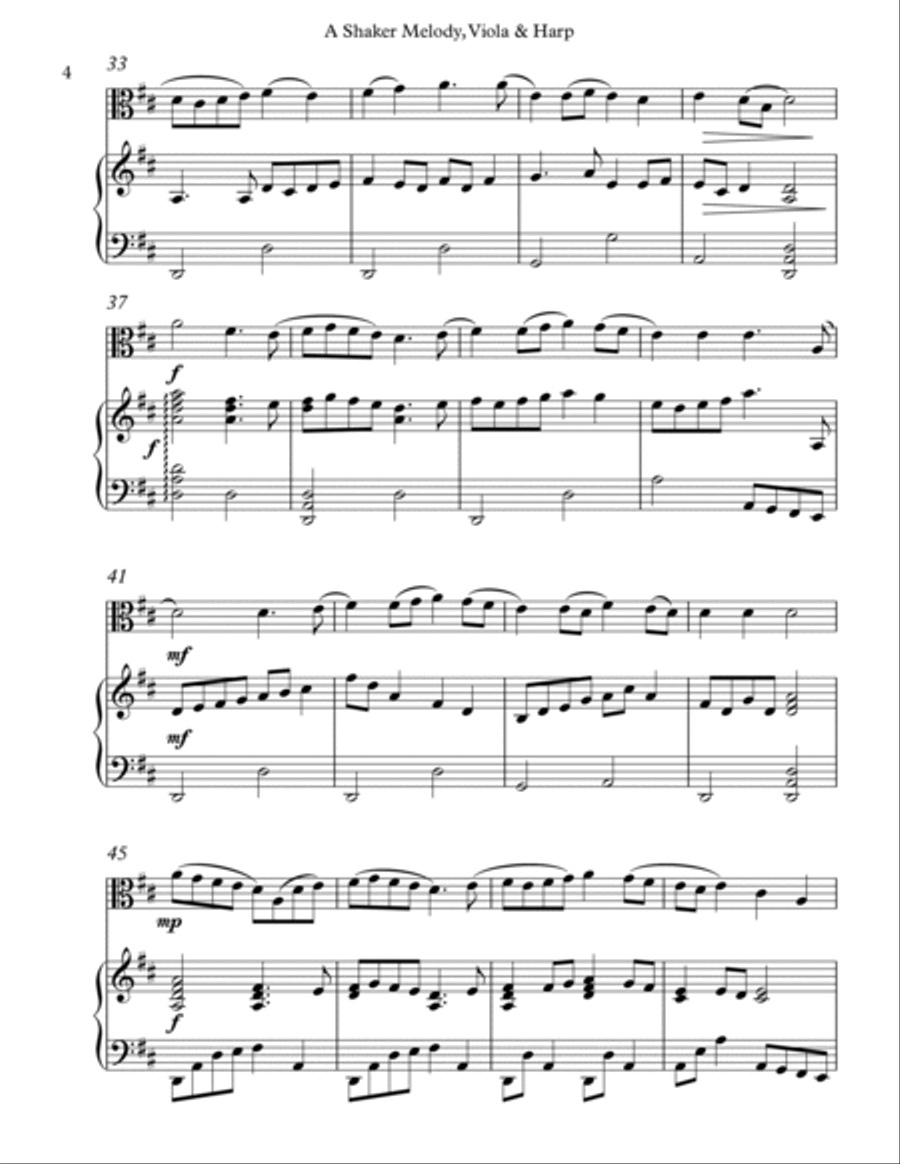 A Shaker Melody, Duet for Viola & Harp image number null