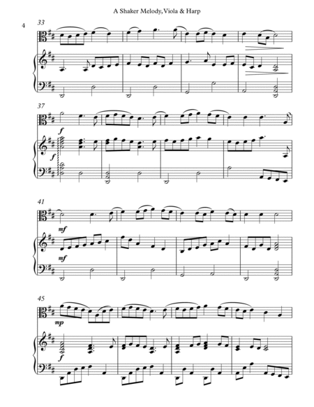 A Shaker Melody, Duet for Viola & Harp Harp - Digital Sheet Music