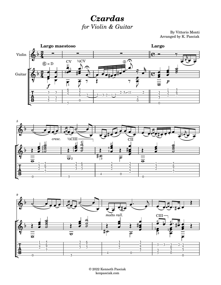 Czardas (for Violin and Guitar) String Duet scores gallery preview page 3
