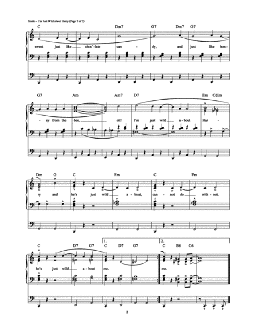 I'm Just Wild About Harry Organ scores gallery preview page 2