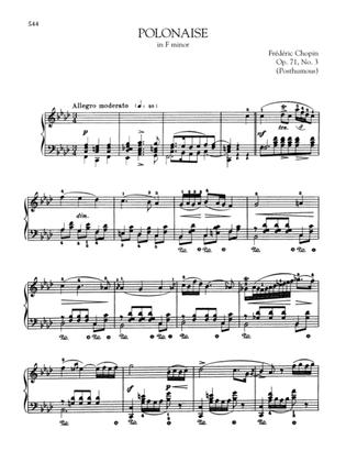 Book cover for Polonaise in F minor, Op. 71, No. 3 (Posthumous)