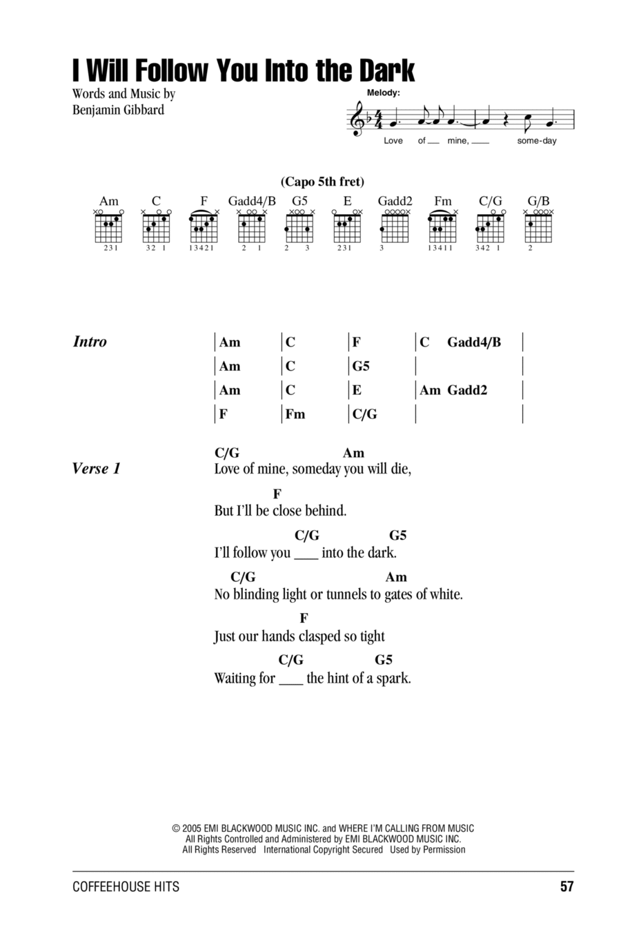 I Will Follow You Into The Dark Acoustic Guitar scores gallery preview page 1