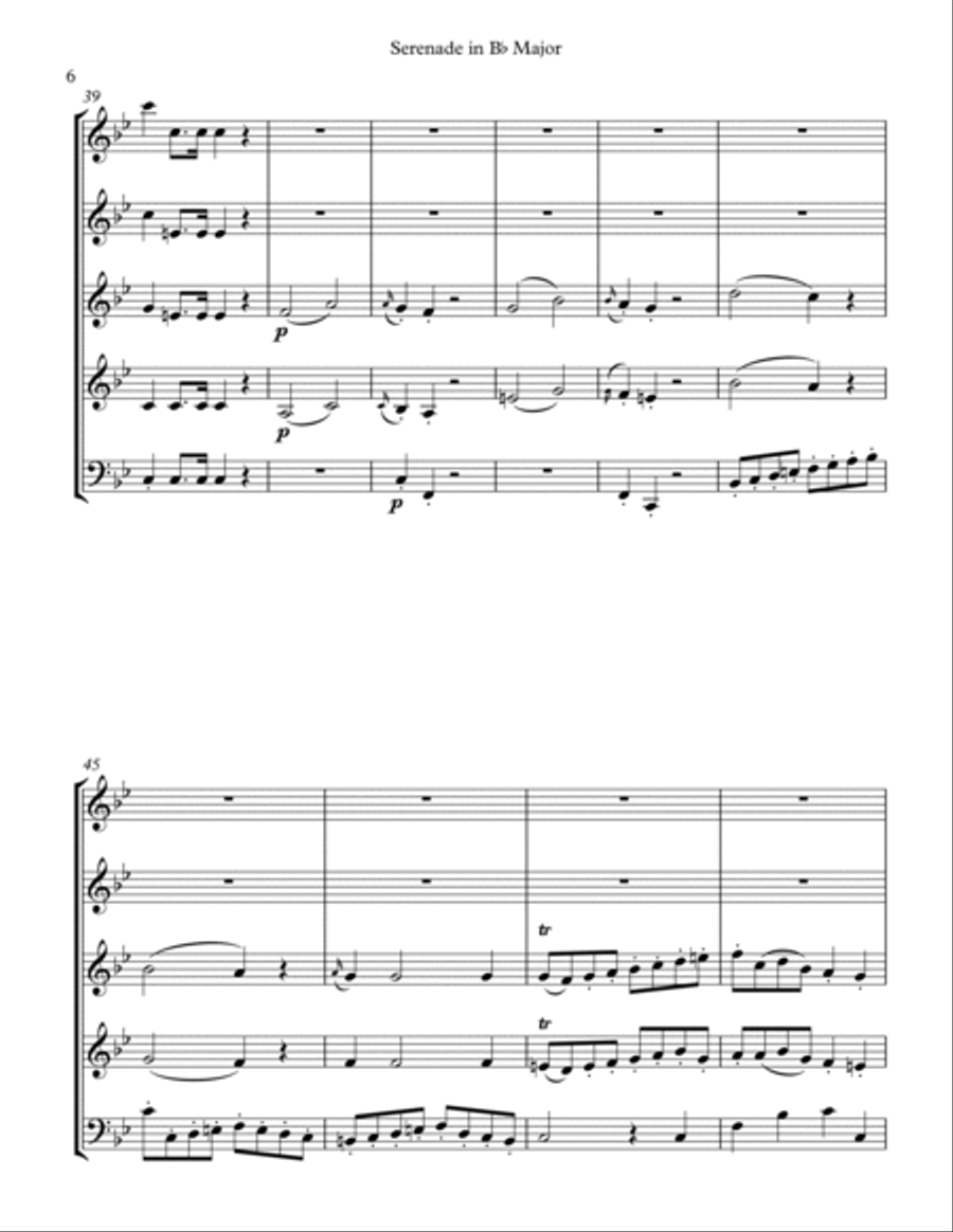 Mozart: Serenade in Bb Major, K. 361 (Gran Partita) for Wind Quintet Mvmt. 1 (Largo/Allegro) Woodwind Quintet scores gallery preview page 6