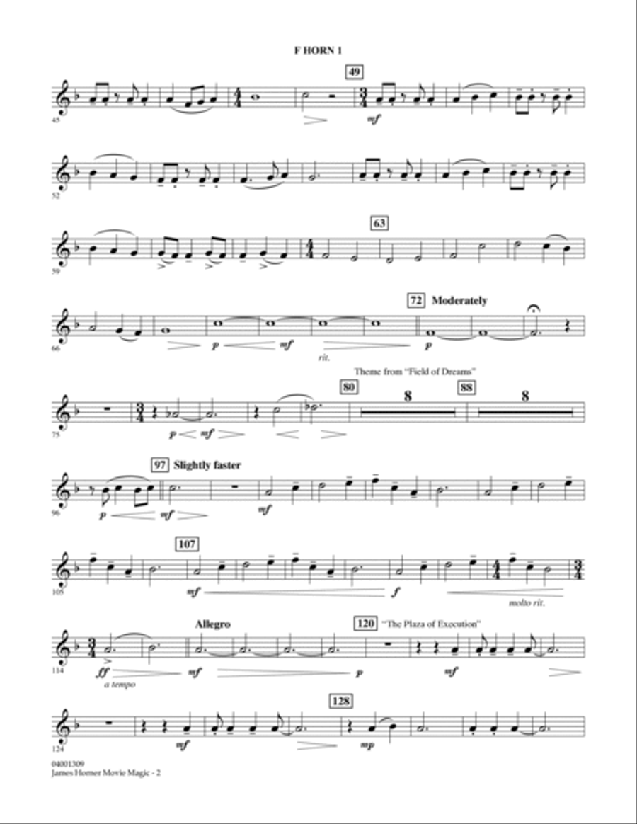 James Horner Movie Magic - F Horn 1 Concert Band scores gallery preview page 2