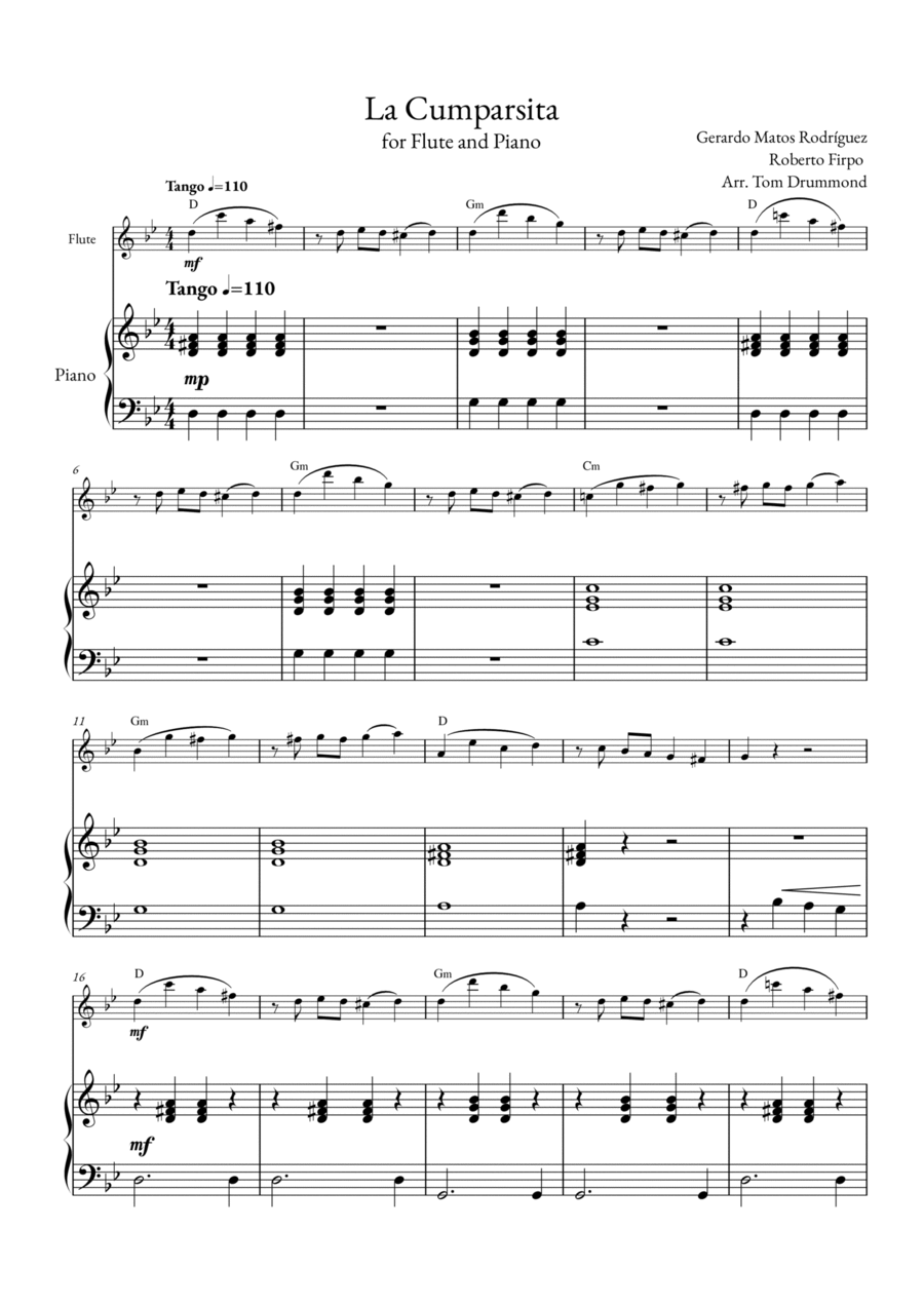La Cumparsita Flute Solo scores gallery preview page 1